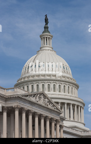 Southeast view of the US Capitol Building showing the south wing, home of the House of Representatives, in Washington, DC. Stock Photo