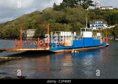 Cornish Bodinnick Vehicle Ferry between Bodinnick and Fowey in Cornwall. UK. Stock Photo