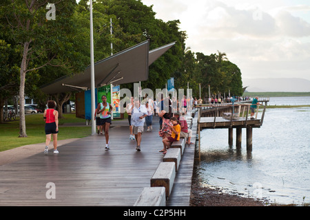 View along the Esplanade boardwalk. Cairns, Queensland, Australia Stock Photo