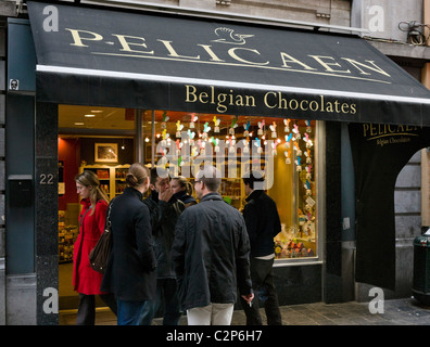 Chocolate shop in the city centre, Brussels, Belgium Stock Photo