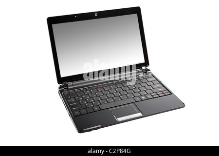 modern open black mobile laptop notebook computer in side view with ...