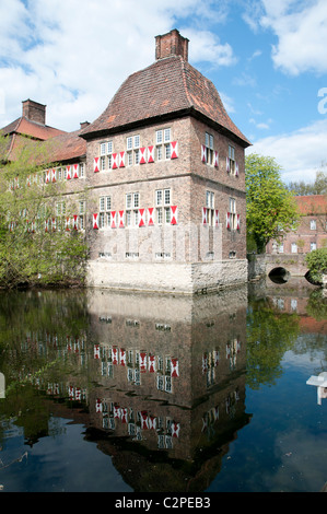 Water castle Oberwerries, Hamm, North Rhine-Westphalia, Germany, Wasserschloss Oberwerries, Nordrhein-Westfalen Stock Photo