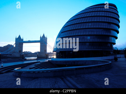 Tower Bridge and City Hall on London's Southbank Stock Photo