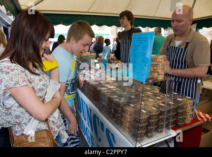 People and Tourists visiting the Ramsbottom Chocolate Festival, April, 2011, Lancashire UK Stock Photo