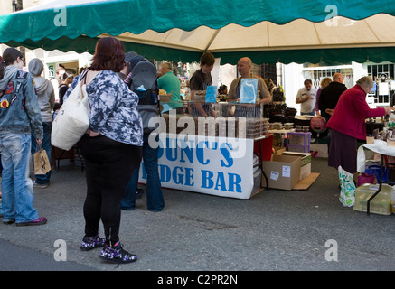 People and Tourists visiting the Ramsbottom Chocolate Festival, April, 2011, Lancashire UK Stock Photo