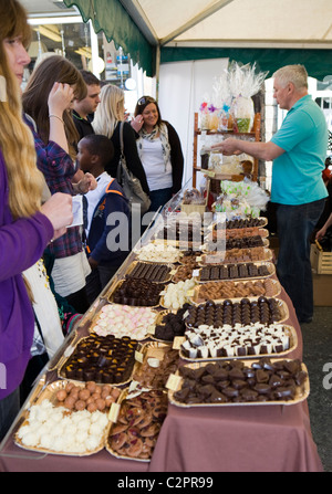 People and Tourists visiting the Ramsbottom Chocolate Festival, April, 2011, Lancashire UK Stock Photo