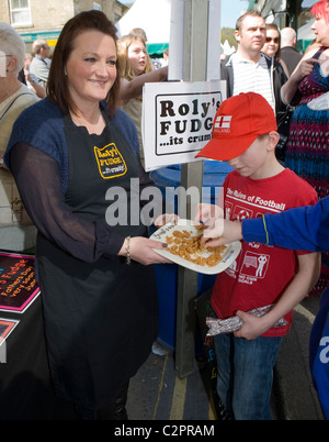 People and Tourists visiting the Ramsbottom Chocolate Festival, April, 2011, Lancashire UK Stock Photo