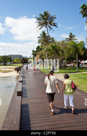 View along the Esplanade boardwalk. Cairns, Queensland, Australia Stock Photo