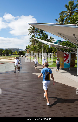 View along the Esplanade boardwalk. Cairns, Queensland, Australia Stock Photo