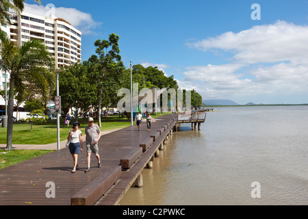 View along the Esplanade boardwalk. Cairns, Queensland, Australia Stock Photo