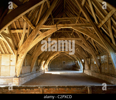 Leigh Court Barn. Interior view from the east. Stock Photo