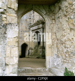Old Wardour Castle. View towards entrance to the hall in the castle keep. Stock Photo