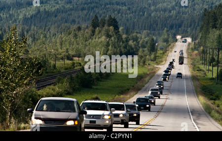 Sunday traffic going back to the US in Canada Stock Photo