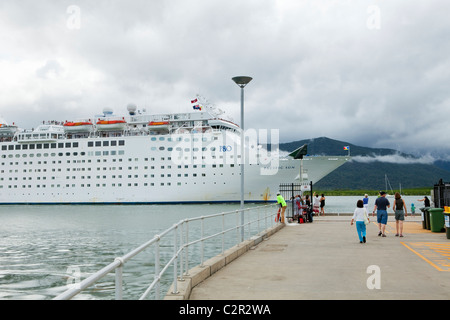 cruise cairns trinity liner queensland australia entering inlet moored terminal ship alamy wharf