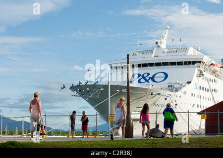 Cruise ship moored at the Cairns Cruise Liner Terminal. Trinity Wharf, Cairns, Queensland, Australia Stock Photo