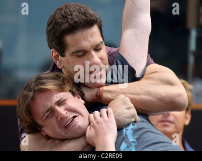 Lou Ferrigno and Jason Segel on the set of the new film 'I Love You, Man' Los Angeles, California - 28.05.08 /Apega/Agent47 Stock Photo