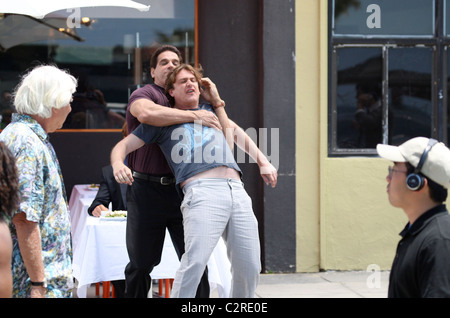 Lou Ferrigno and Jason Segel on the set of the new film 'I Love You, Man' Los Angeles, California - 28.05.08 /Apega/Agent47 Stock Photo