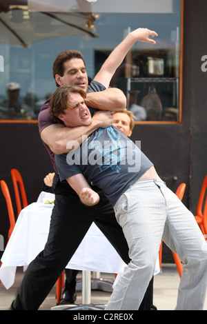 Lou Ferrigno and Jason Segel on the set of the new film 'I Love You, Man' Los Angeles, California - 28.05.08 /Apega/Agent47 Stock Photo