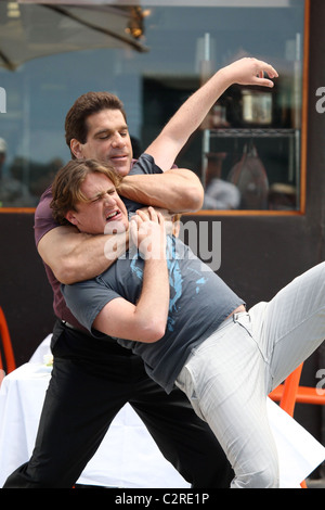 Lou Ferrigno and Jason Segel on the set of the new film 'I Love You, Man' Los Angeles, California - 28.05.08 /Apega/Agent47 Stock Photo