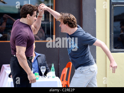 Lou Ferrigno and Jason Segel on the set of the new film 'I Love You, Man' Los Angeles, California - 28.05.08 /Apega/Agent47 Stock Photo