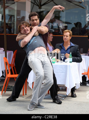 Lou Ferrigno and Jason Segel on the set of the new film 'I Love You, Man' Los Angeles, California - 28.05.08 /Apega/Agent47 Stock Photo