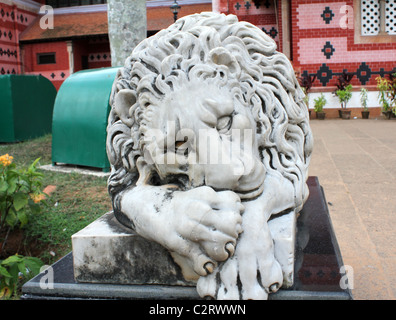 stone sculpture of a lion at the entrance of Napier museum, Trivandrum, Kerala Stock Photo