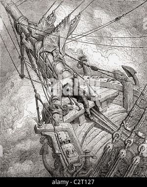 After the original drawing by Gustave Dore for The Rime of the Ancient Mariner. Stock Photo