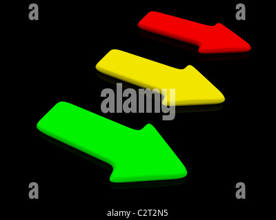 red yellow green pointer on black. 3d Stock Photo - Alamy