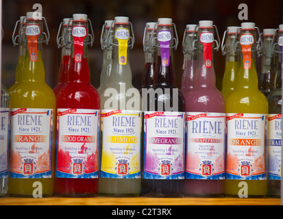 Variety of different sodas on display Stock Photo