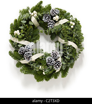 Xmas wreath door doorway seasonal christmas Stock Photo