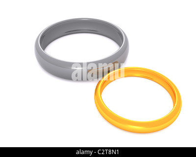 two rings. 3D wedding Stock Photo