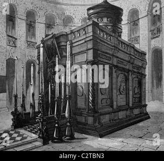 Grave chapel in the Church of the Holy Sepulchre in Jerusalem, historical illustration, circa 1886 Stock Photo