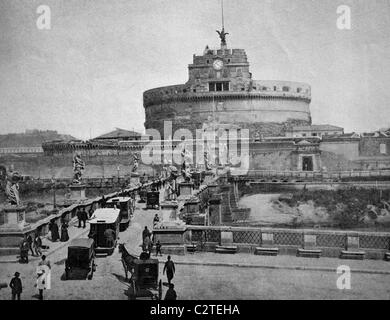 One of the first autotype prints, Castel Sant'Angelo, Mausoleum of Hadrian, historic photograph, 1884, Rome, Italy, Europe Stock Photo