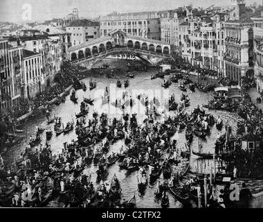 One of the first autotype prints, view of Venice, historic photograph, 1884, Italy, Europe Stock Photo
