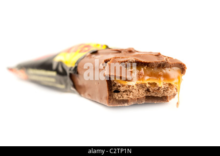 Caramel chocolate bar, isolated on white Stock Photo