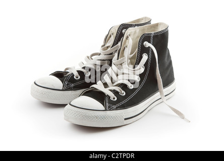 Two used shoes isolated on white background Stock Photo
