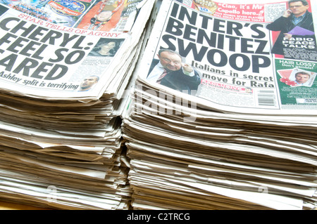 Pile of old newspapers Stock Photo