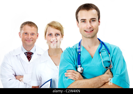 Portrait of friendly doctors looking at camera with smiles Stock Photo