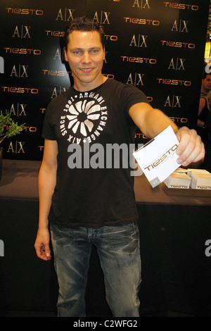 DJ Tiesto (aka Tijs Verwest),one of the world's most famous trance DJs, performs and signs copies of his CD ' In Search of Stock Photo