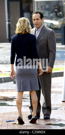 Traylor Howard and Tony Shalhoub on the film set for USA's 'Monk' Los