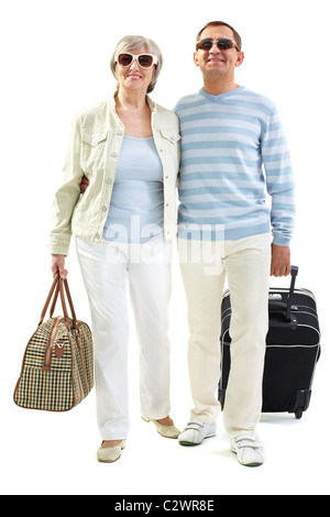 Portrait of happy senior couple going to travel Stock Photo