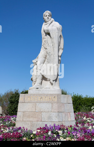 French Author of Litterature : De Chateaubriand François-René, statue, Saint-Malo, Brittany, France Stock Photo