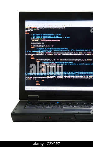 Laptop cutout with software program on computer screen Stock Photo