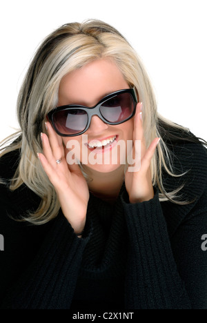 Beautiful Blond Young Woman Wearing Sunglasses Stock Photo