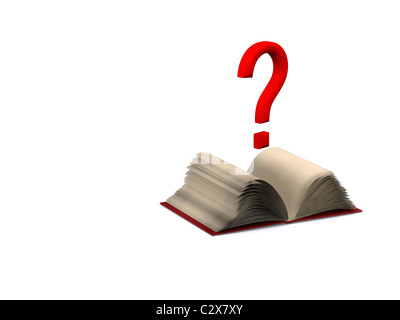 question above open book. 3d Stock Photo