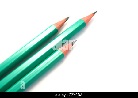 Three pencils on white background. Stock Photo