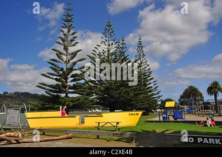 Children's playground on harbour foreshore, Whitianga, Mercury Bay, Coromandel Peninsula, Waikato Region, New Zealand Stock Photo