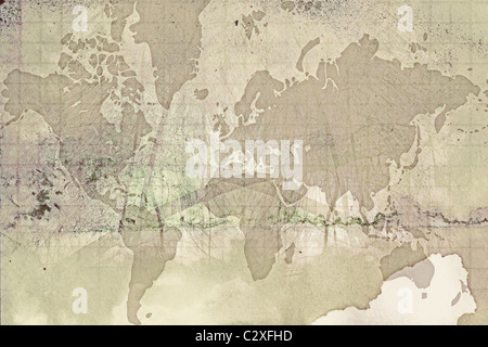 Highly detailed grunge paper world map background Stock Photo