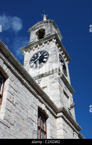 Clock tower at the old Storehouse Building, Royal Navy Dockyard, Bermuda Stock Photo