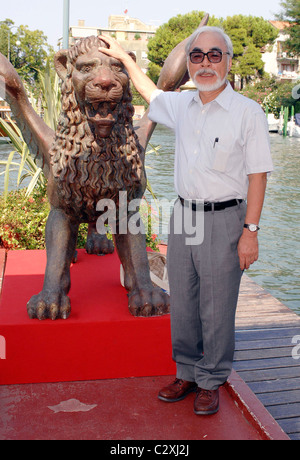 Hayao Miyazaki Director of 'Ponyo on the Cliff by the Sea' leaving the 65th Venice Film Festival - Day 4 Venice, Italy - Stock Photo